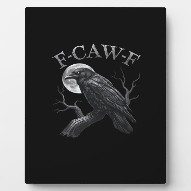 Plaque Photo Corbeau Drôle F-Caw-F Lune (Devant)