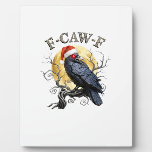 Plaque Photo Corbeau drôle F-Caw-F Oiseau gothique chapeau de N