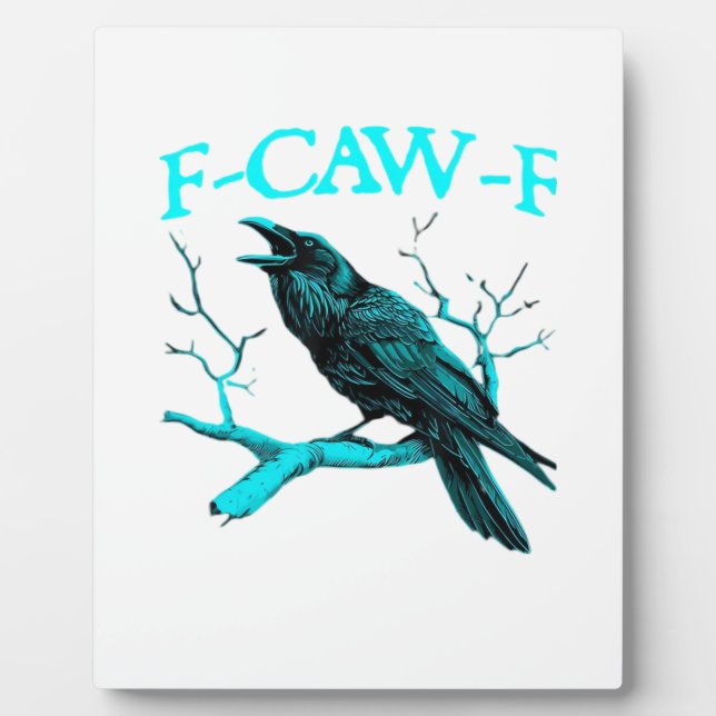 Plaque Photo Corbeau F-Caw-F Oiseau Drôle Design Rétro Créatif  (Devant)