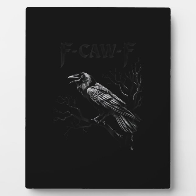 Plaque Photo Corbeau, F-Caw-F Oiseau Rétro Classique (Devant)