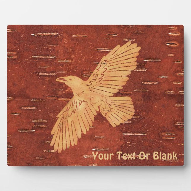 Plaque Photo Corbeau rustique sur écorce de Birch Intérieur (Devant)