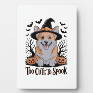 Plaque Photo Corgi d'Halloween mignonne en Casquette de sorcièr