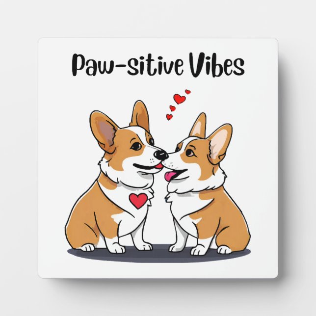 Plaque Photo Corgis Vibes en Amour (Devant)