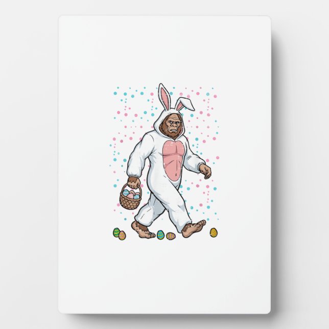 Plaque Photo Costume de lapin de Pâques Bigfoot Drôle Sasquatch (Devant)