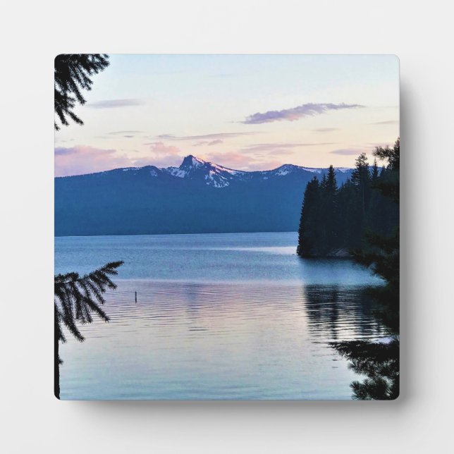 Plaque Photo Coucher de soleil au lac Crescent, Oregon (Devant)