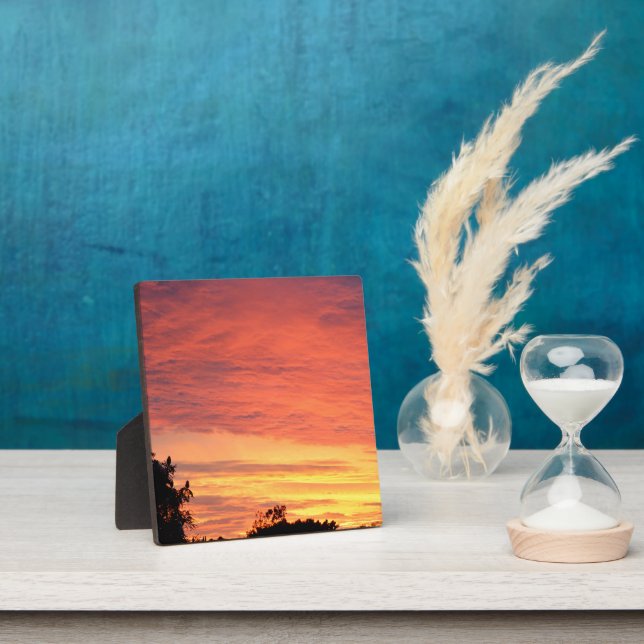Plaque Photo Coucher de soleil clair et nuageux orange, (Insitu)