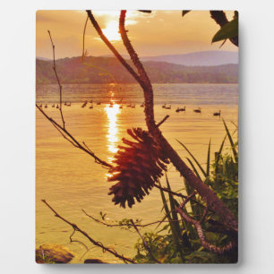 Plaque Photo Coucher de soleil du lac Pinecone
