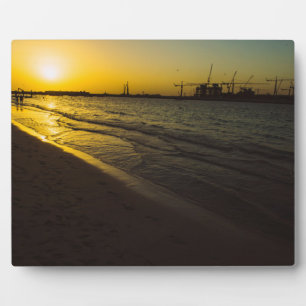 Plaque Photo coucher de soleil sur la plage de Dubaï