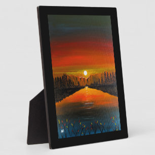 Plaque Photo Coucher de soleil sur le lac Canyon, peinture d'Al