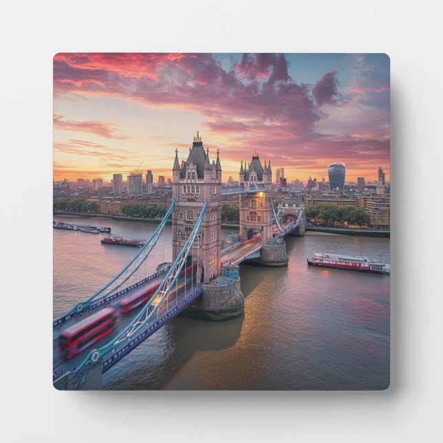 Plaque Photo Coucher de soleil sur Londres (Devant)