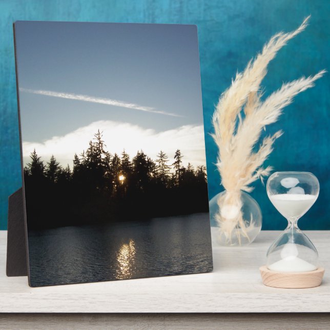 Plaque Photo Coucher du soleil bleu frais (Côté)