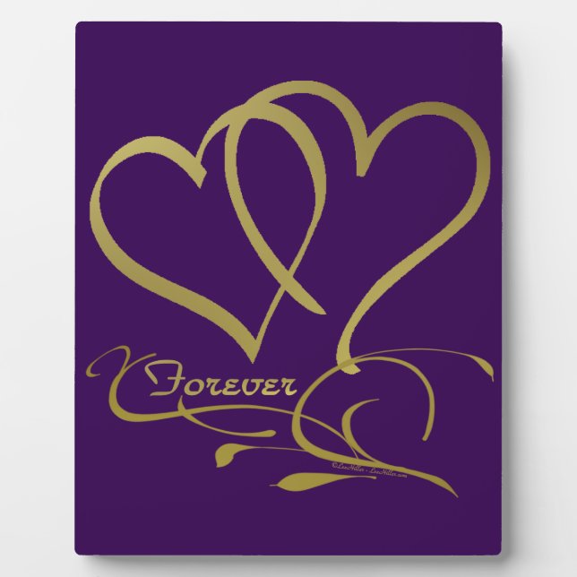 Plaque Photo Couleurs de fond modifiables Forever Hearts Gold (Devant)
