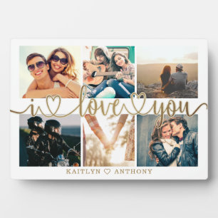 Plaque Photo Couple JE T'AIME 6 Collage Photo Or