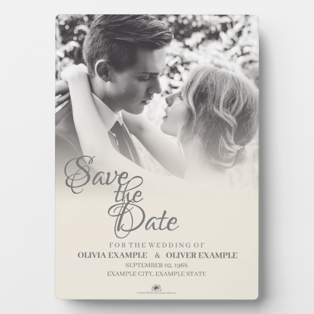 Plaque Photo Couple mariage en monochrome (Devant)