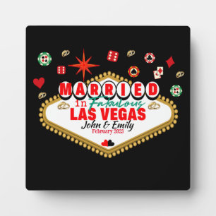 Plaque Photo Couple marié à Las Vegas, vacances correspondantes