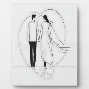 Plaque Photo Couple Romantique tenant la main dans un style min