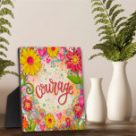 Plaque Photo Courage Motivationnel Jolie Inspiribilité Florale<br><div class="desc">Inspirational Trendy Courage Easel Plaque - jolie, fantaisie et élégante oeuvre d'art créée pour inspirer et élever. Un joli design floral coloré ajoute quelques touches positives à votre quotidien. Ces plaques amusantes de chevalet font de grands cadeaux inspirants pour la famille, les amis, les collègues, les enseignants, etc... Des plaques...</div>