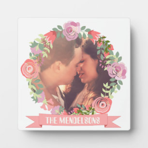 Plaque Photo Courbe florale personnalisée monogrammée cadre pho