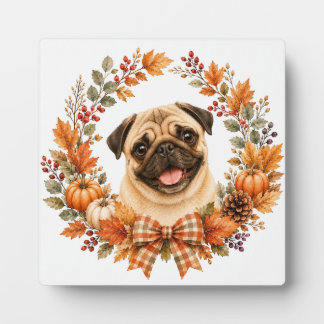 Plaque Photo Couronne d'automne de Pug