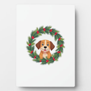 Plaque Photo Couronne de Noël au nez de chien mignon, maman de 