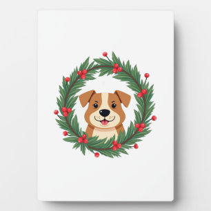 Plaque Photo Couronne de Noël nez de chien mignon Noël maman ch