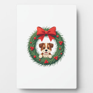 Plaque Photo Couronne de Noël nez de chien mignon Noël maman ch