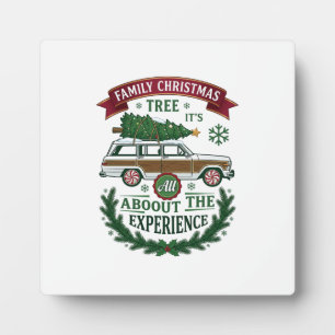 Plaque Photo Couronne de pin de la voiture familiale de Noël