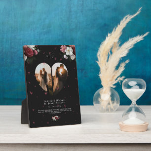 Plaque Photo Coutume Black Floral couple valentine's Day Cadeau