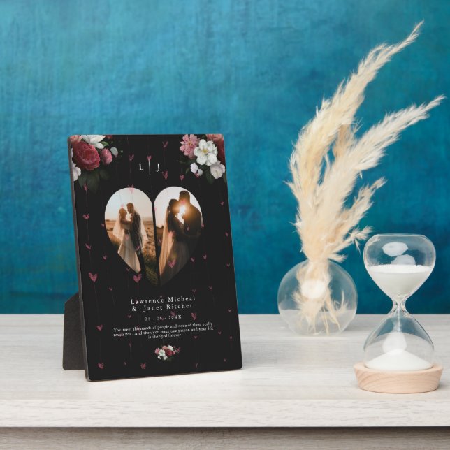 Plaque Photo Coutume Black Floral couple valentine's Day Cadeau (Côté)
