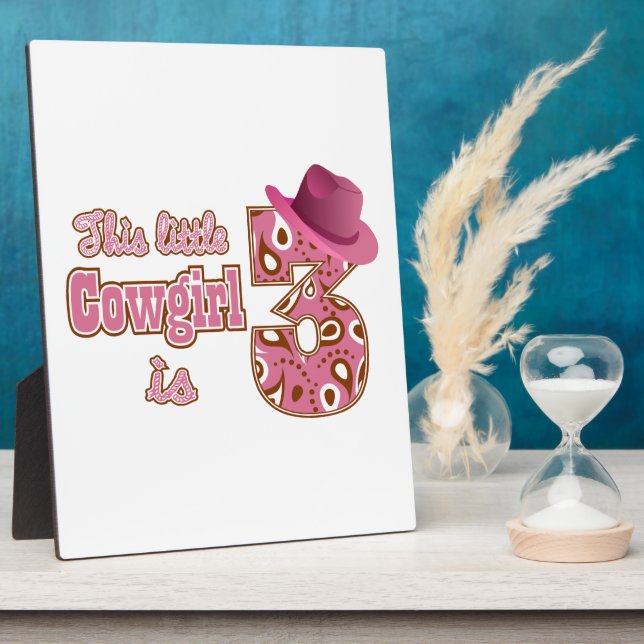 Plaque Photo Cowgirl 3e anniversaire (Côté)
