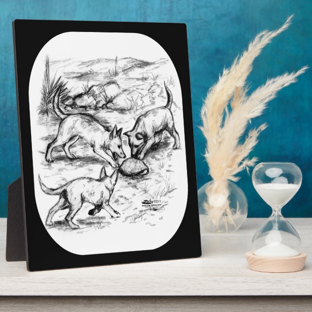 Plaque Photo Coyote Pups (Côté)