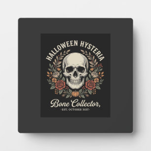 Plaque Photo Crâne de Halloween Fleurie Os Collecteur Design_1