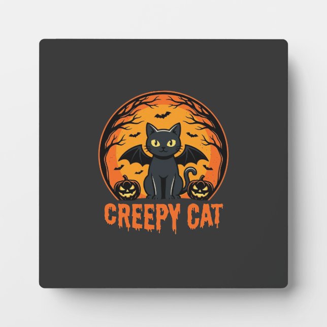 Plaque Photo Création graphique de chat effrayant Halloween cha (Devant)