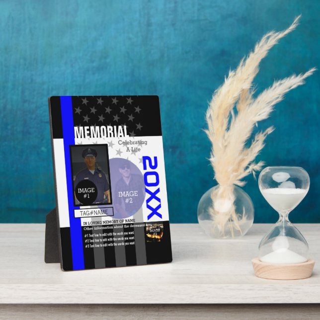 Plaque Photo Créez le vôtre avec 3 images et 9 lignes de texte (Côté)