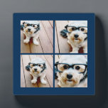 Plaque Photo Créez votre propre Instagram Collage Navy 4 Photos<br><div class="desc">Utilisez quatre photos carrés pour créer un cadeau unique et personnel. Ou vous pouvez garder le chiot hipster et faire un gardien branché. Si vous avez besoin d'ajuster les images,  cliquez sur l'outil personnaliser pour apporter des modifications.</div>
