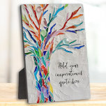 Plaque Photo Créez votre propre message inspirant<br><div class="desc">Cette plaque unique est décorée avec une mosaïque colorée Arbre de la vie. Vous pouvez ajouter une citation ou un message inspiré pour la personnaliser. Vous pouvez modifier la police,  la taille de police et la couleur de police. Mosaïque originale © Michele Davies.</div>