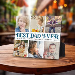 Plaque Photo Créez votre propre photo de meilleur papa jamais c<br><div class="desc">Créez un cadeau sucré unique pour un père bien-aimé cette Fête des pères avec cette plaque de six photos collage. "BEST DAD EVER" apparaît dans le centre en lettres bleues modernes qui peuvent être changées en n'importe quelle couleur,  avec votre message personnalisé et les noms des enfants en dessous.</div>