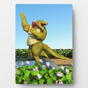 Plaque Photo Crocodile drôle Champagne Fête Piscine Art