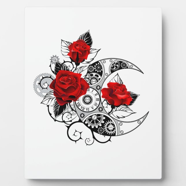 Plaque Photo Croissant mécanique avec roses rouges (Devant)