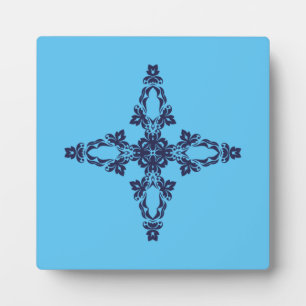 Plaque Photo Croix Chrétienne en Bleu Céleste Art