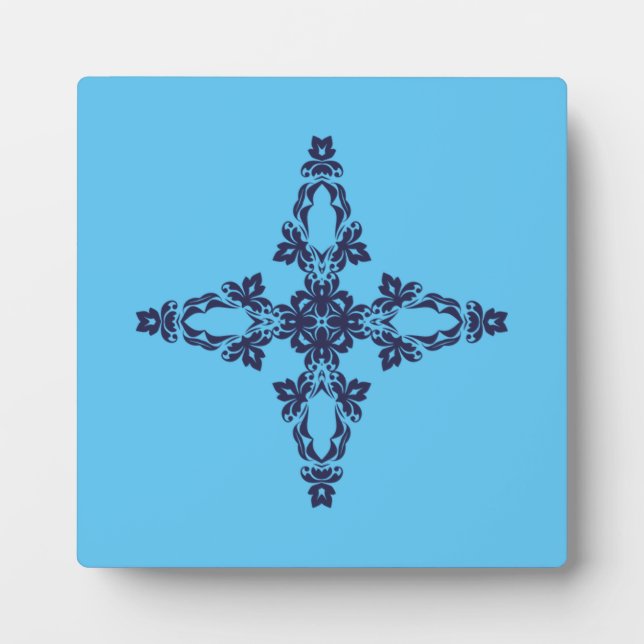 Plaque Photo Croix Chrétienne en Bleu Céleste Art (Devant)