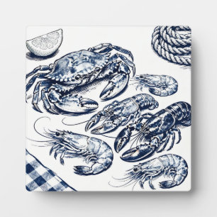 Plaque Photo Croquis de fruits de mer nautiques homard crabe