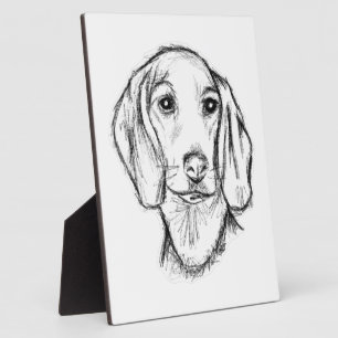 Plaque Photo croquis de teckel dessiné à la main chien chiot no