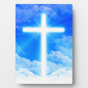 Plaque Photo Cross of Light Jesus Christ Customizable Christian