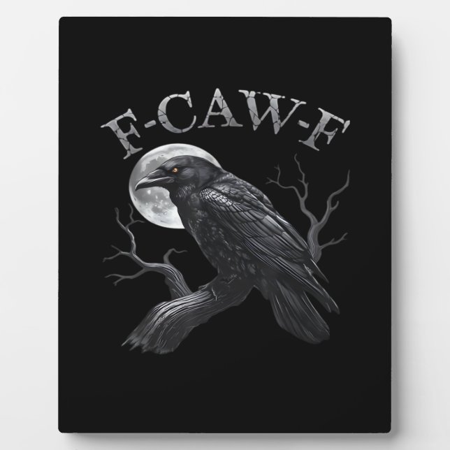 Plaque Photo Crow F-Caw-F Funny Bird Moon Gothic Adult Humor Cr (Devant)