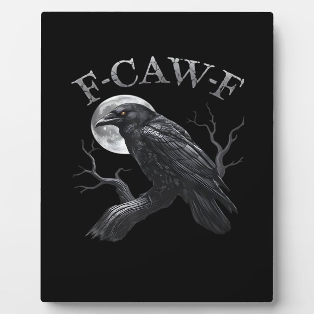Plaque Photo Crow F-Caw-F Funny Bird Moon Retro Classic (Devant)