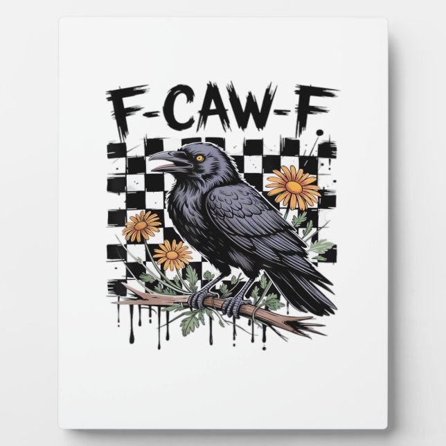 Plaque Photo Crow Flowral, F-Caw-F Funny Bird FCAWF Moon Gothic (Devant)