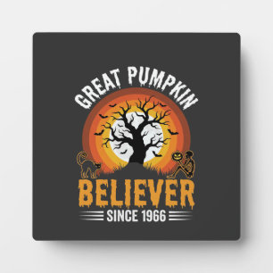 Plaque Photo Croyant de la Grande Citrouille d'Halloween Squele