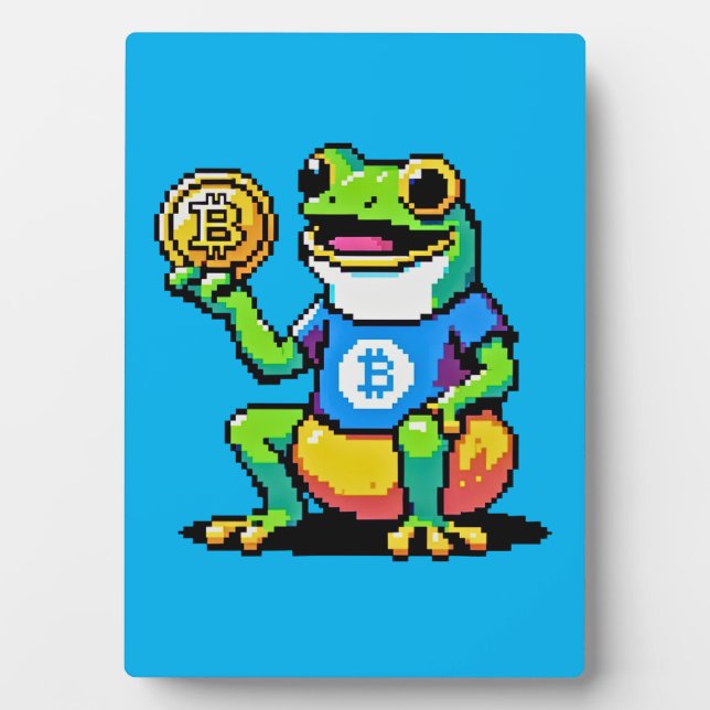 Plaque Photo Crypto Frog - Drôle Pixel Art Devise numérique (Devant)