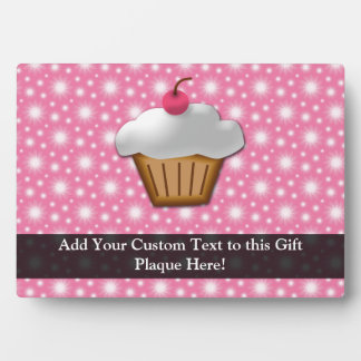 Plaque Photo Cupcake rose/blanc cerise